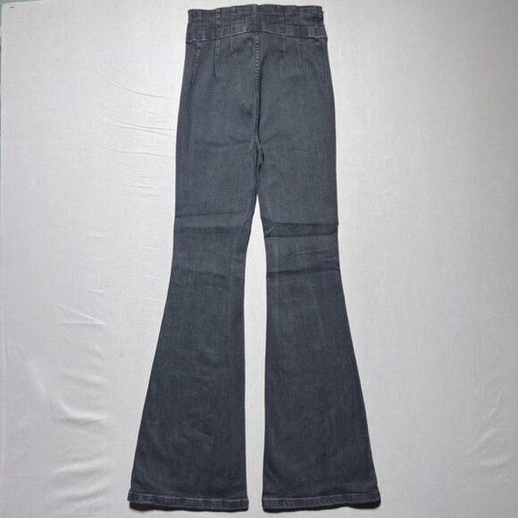 We The Free Jayde Jeans Womens 25 Gray High Rise Retro Flare Waist Double Button - Picture 2 of 15